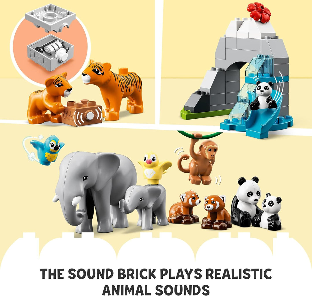LEGO 10974 DUPLO Wilde Tiere Asiens, Spielzeug-Set aus Bausteinen mit Sound und Tierfiguren, mitunte