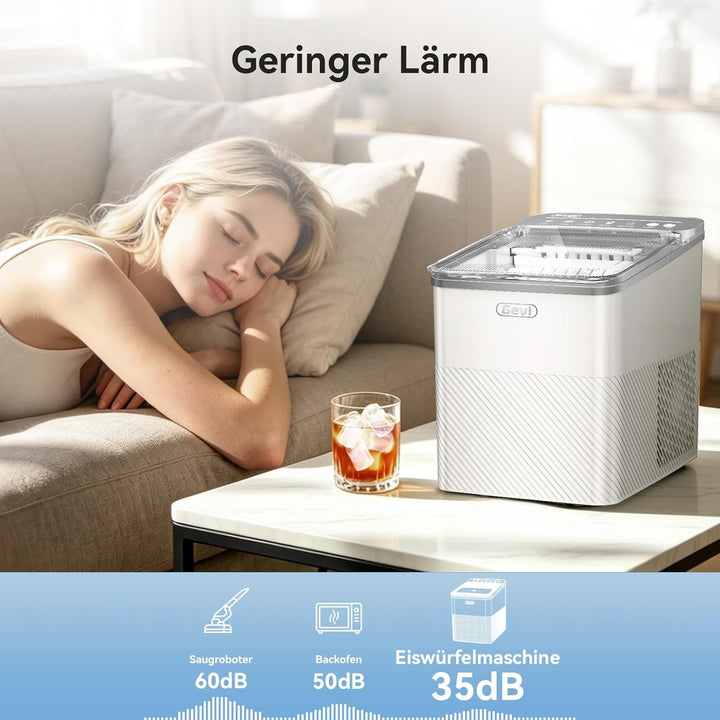 GEVI Klein Eiswürfelmaschine Crushed Ice - Eiswürfelmaschine Mini Selbstreinigend, 9 Eiswürfel in 6
