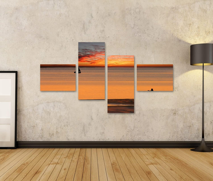 islandburner Bild auf Leinwand Strand Sonnenuntergang Bilder Wandbilder Poster Leinwand 150x80cm - 4