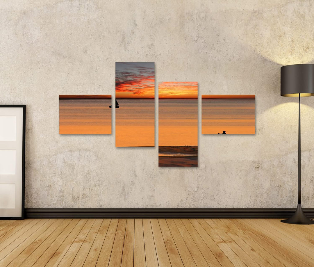 islandburner Bild auf Leinwand Strand Sonnenuntergang Bilder Wandbilder Poster Leinwand 150x80cm - 4