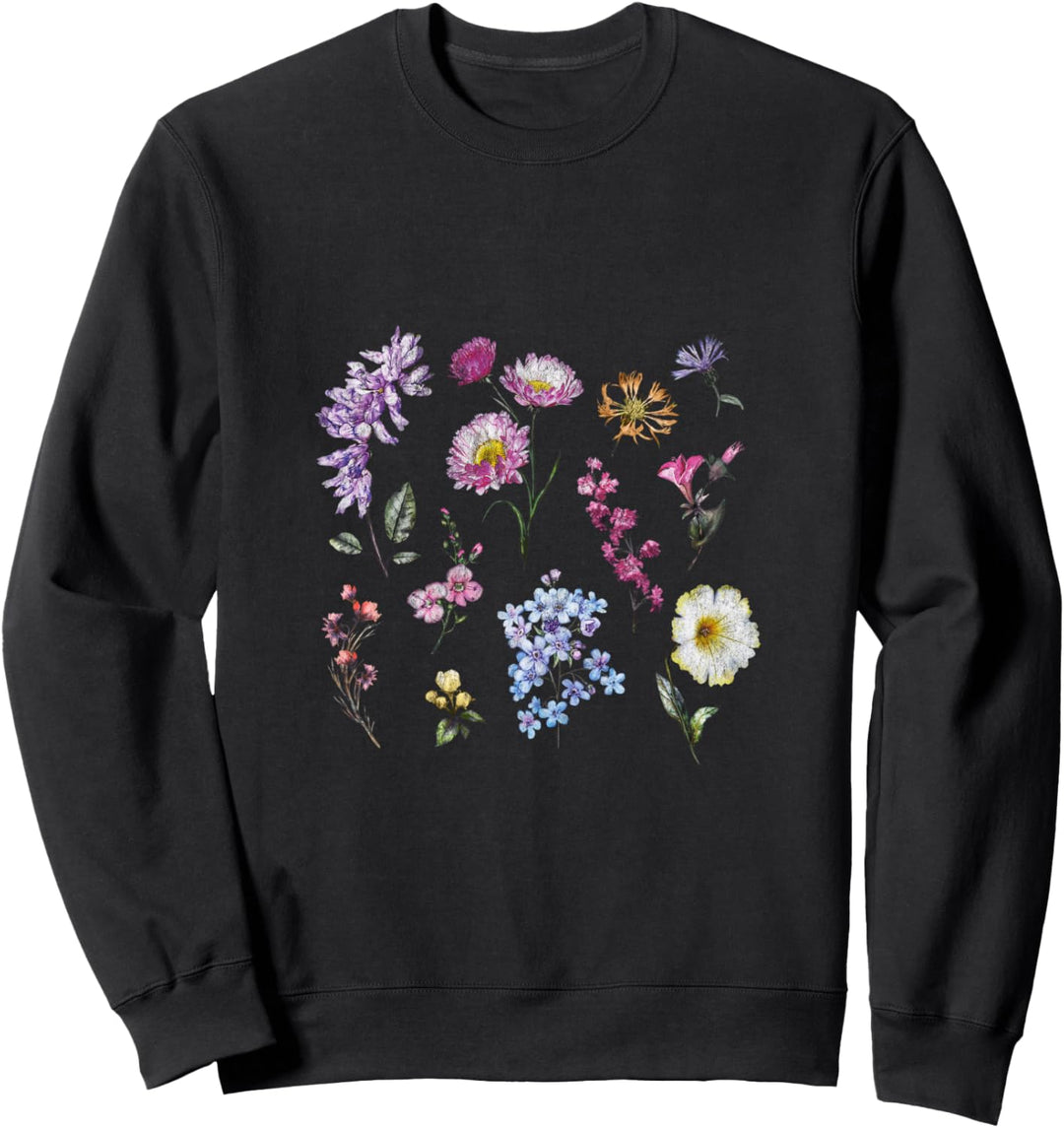 Trendy Wildflower Grid Sweatshirt