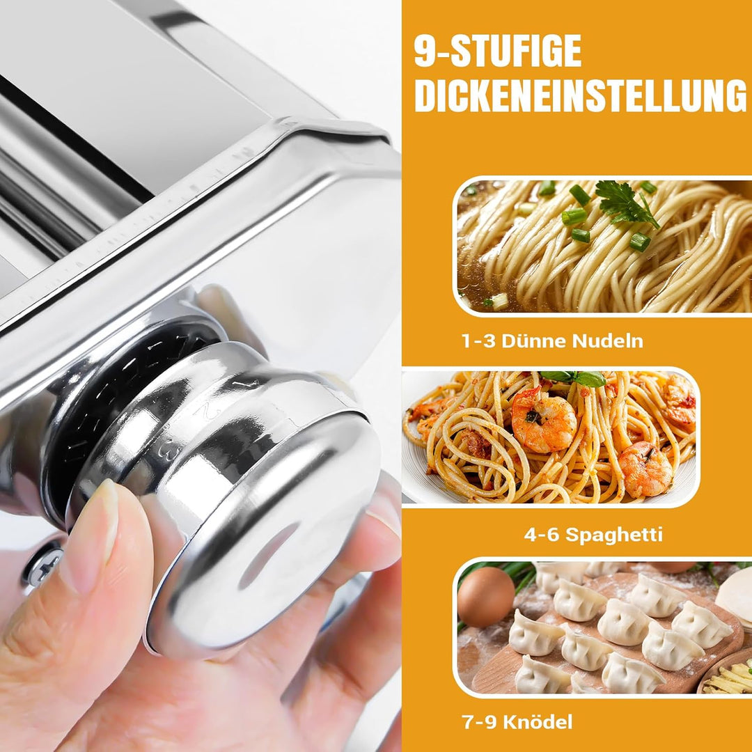 Nudelmaschine Nudel Edelstahl Nudelaufsätze Maker Edelstahl Pastamaschine 5-in-1 Stainless Steel Pas