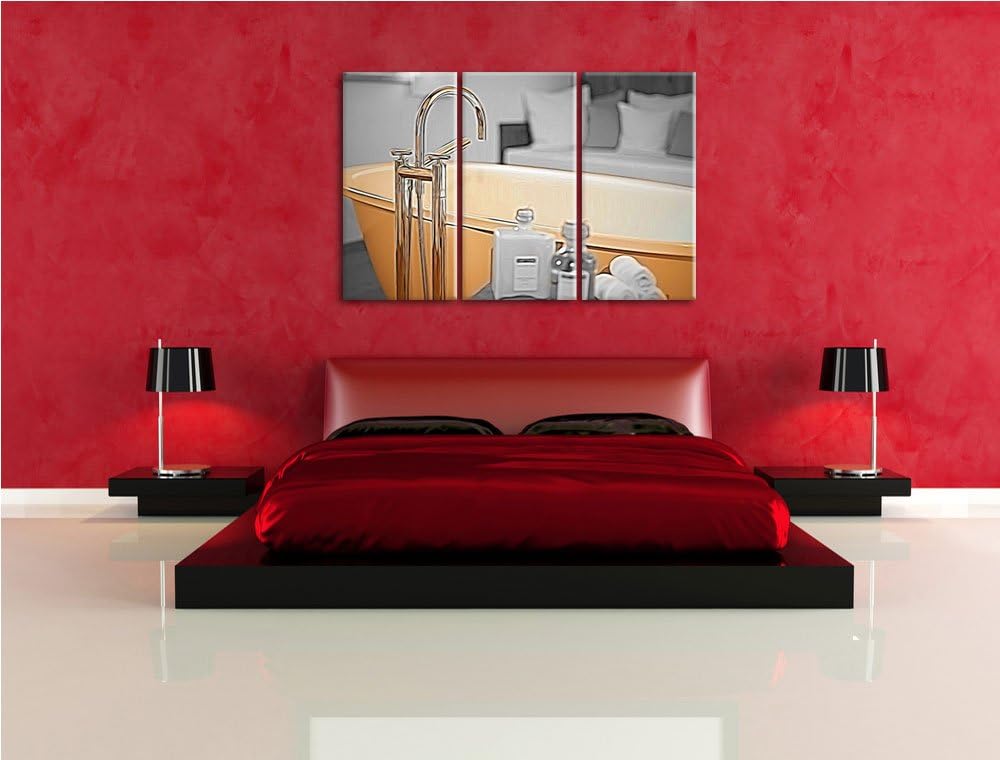 stilvolle alte Badewanne schwarz/weiss Deluxe 3-Teiler Leinwandbild 120x80 Bild auf Leinwand, XXL ri