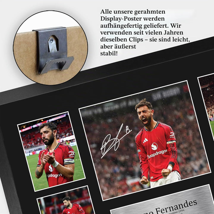 HWC Trading A3 FR Bruno Fernandes Gifts Autogramm-Bild für Fans und Fans Bruno Fernandes Display (A3