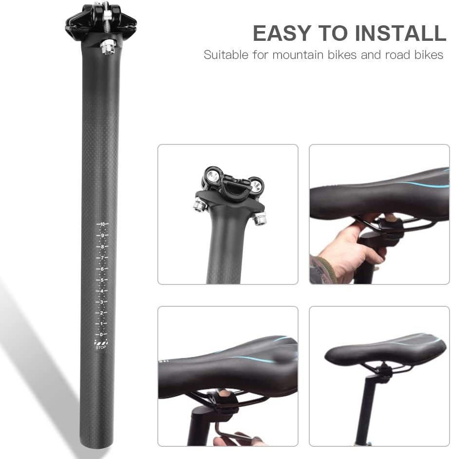 VGEBY1 Fahrrad Sattelstütze, 27.2/30.8/31.6mm Carbon Fahrrad Sattelstütze für MTB Mountainbike Rennr