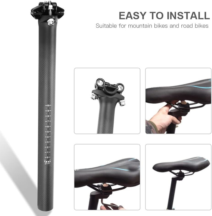 VGEBY1 Fahrrad Sattelstütze, 27.2/30.8/31.6mm Carbon Fahrrad Sattelstütze für MTB Mountainbike Rennr