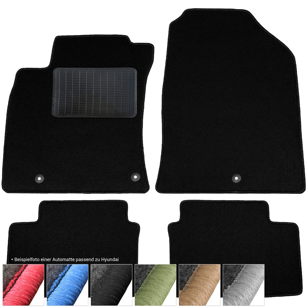 moto-MOLTICO Fussmatten Auto Velours Autoteppiche Schwarz Automatten Set 4-teilig passend für Kia Ce