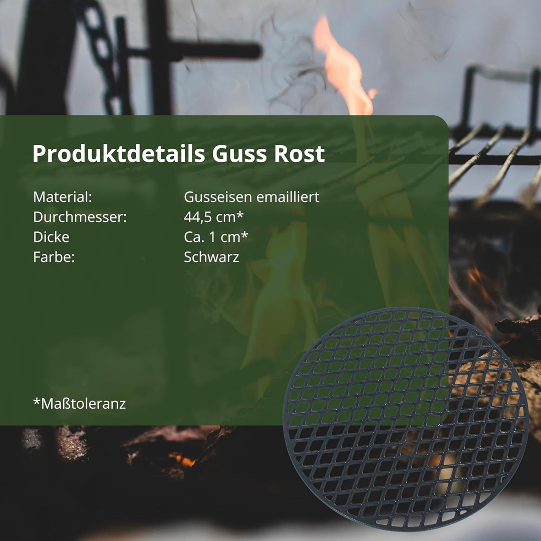 HeRo24 Guss Grillrost Ø 44,5cm emailliert massiv Inclusive 2 Griffe ! auch z.B für Weber 45,46,47cm