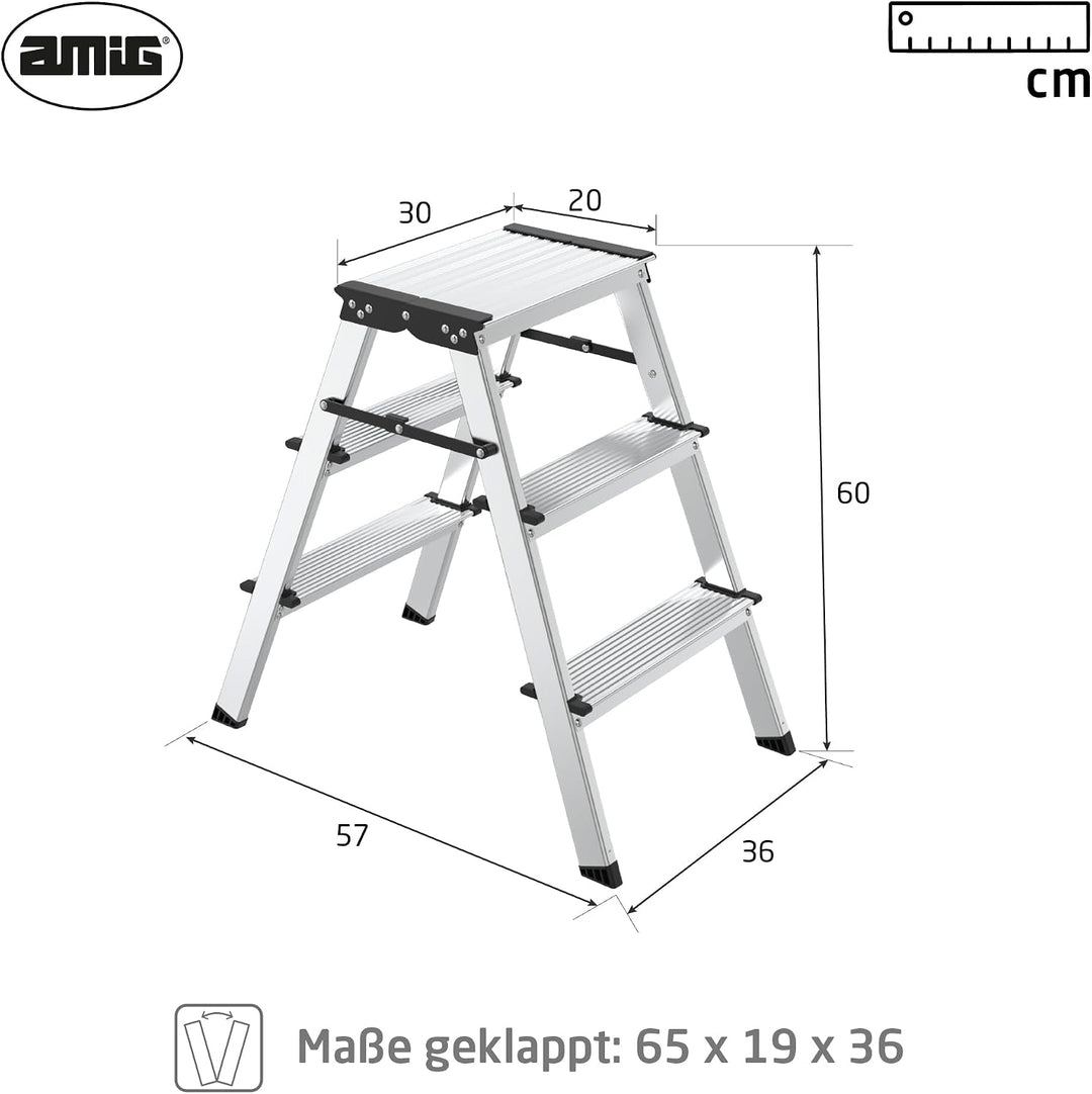 Amig Klapphocker 3 Stufen Aluminium 57x60x36 cm