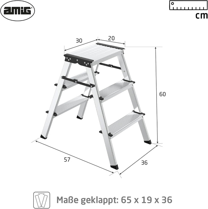 Amig Klapphocker 3 Stufen Aluminium 57x60x36 cm