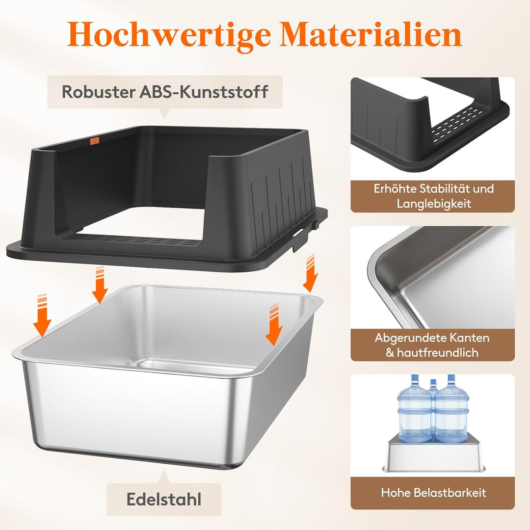 Lifewit 28L Katzenklo Edelstahl gross mit Schaufel und Pedal für grosse Katzen, Katzenklo Offen 60 x