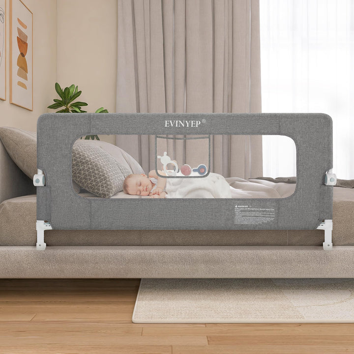 EVINYEP Bett Rausfallschutz Kinder ohne Bohren, 150 cm Zusammenklappbarer Rausfallschutz, Verbessert