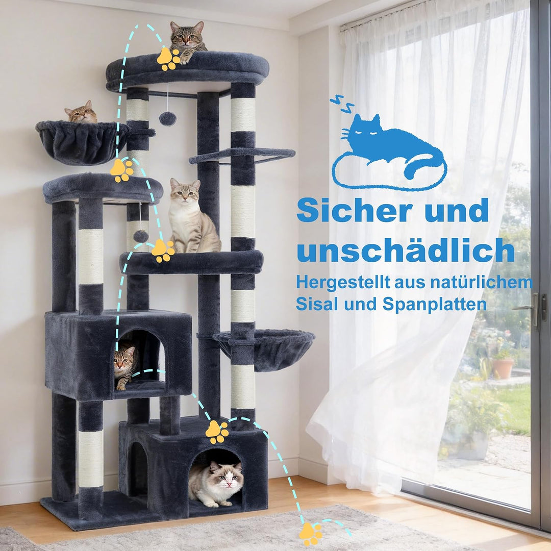 Hey-brother 171 cm Kratzbaum für grosse Katzen, Mehrkatzen tauglich, MPJ084G | Stabiler Kratzbaum mi