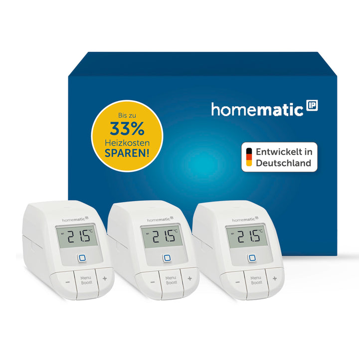 Homematic IP Smart Home Erweiterungsset Heizen – Basic, 3X digitaler Thermostat Heizung, Steuerung p
