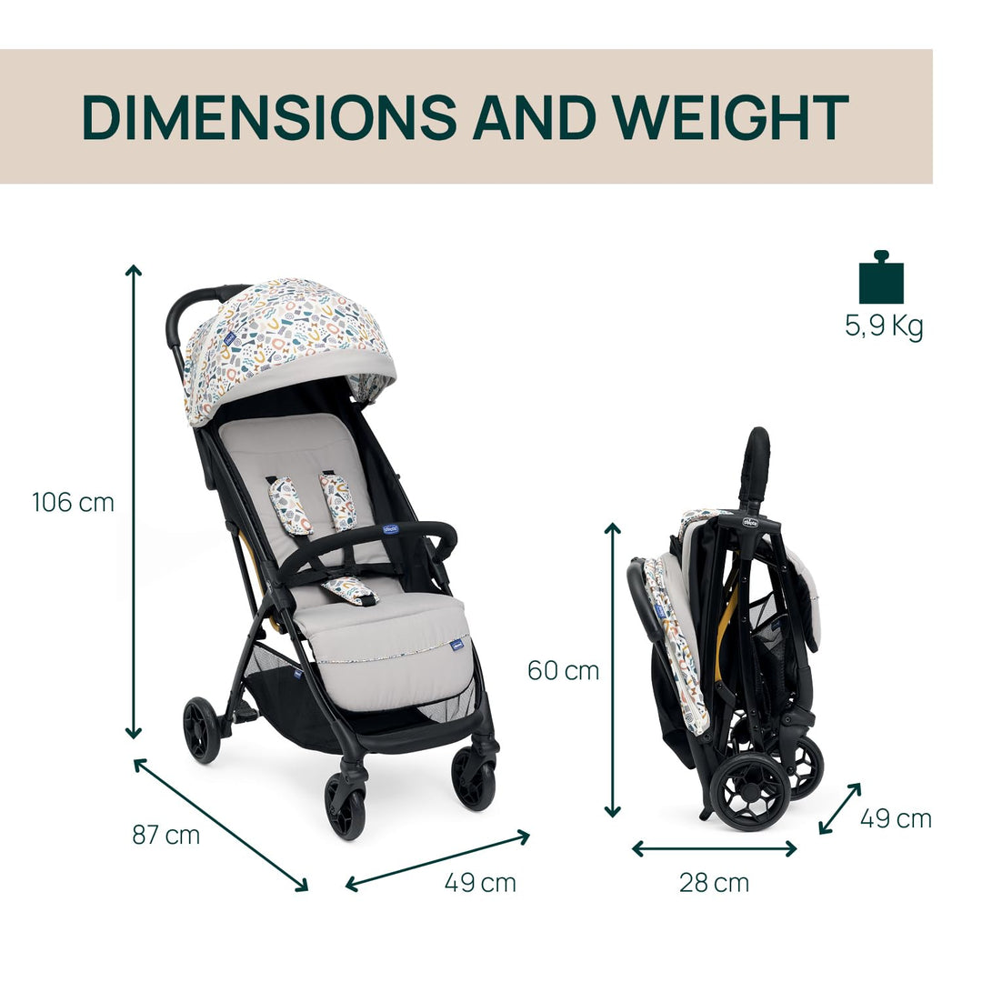 Chicco Glee leichter Kinderwagen, Buggy, praktisch und leicht, automatischer Schliessmechanismus, br