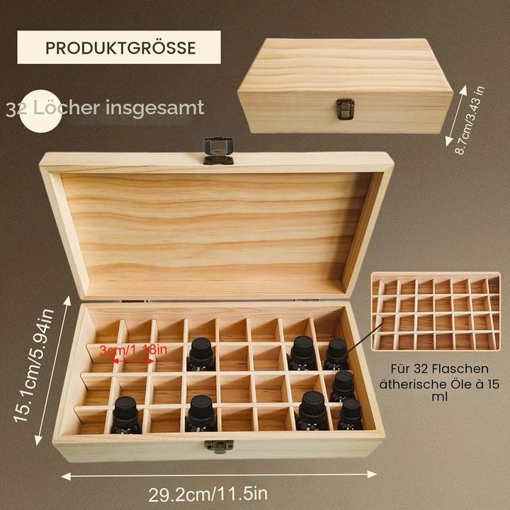 RoseFlower 32 Löcher Ätherisches Öl Aufbewahrungsbox Duftöle Display Ständer Behälter, Essential Oil