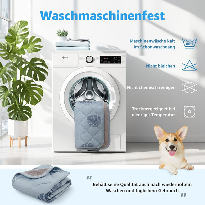 PICK FOR LIFE Kühlmatte Hund 70x55cm Waschbar, Selbstkühlende Eisseide Hundematte für Sommer, Kühlde