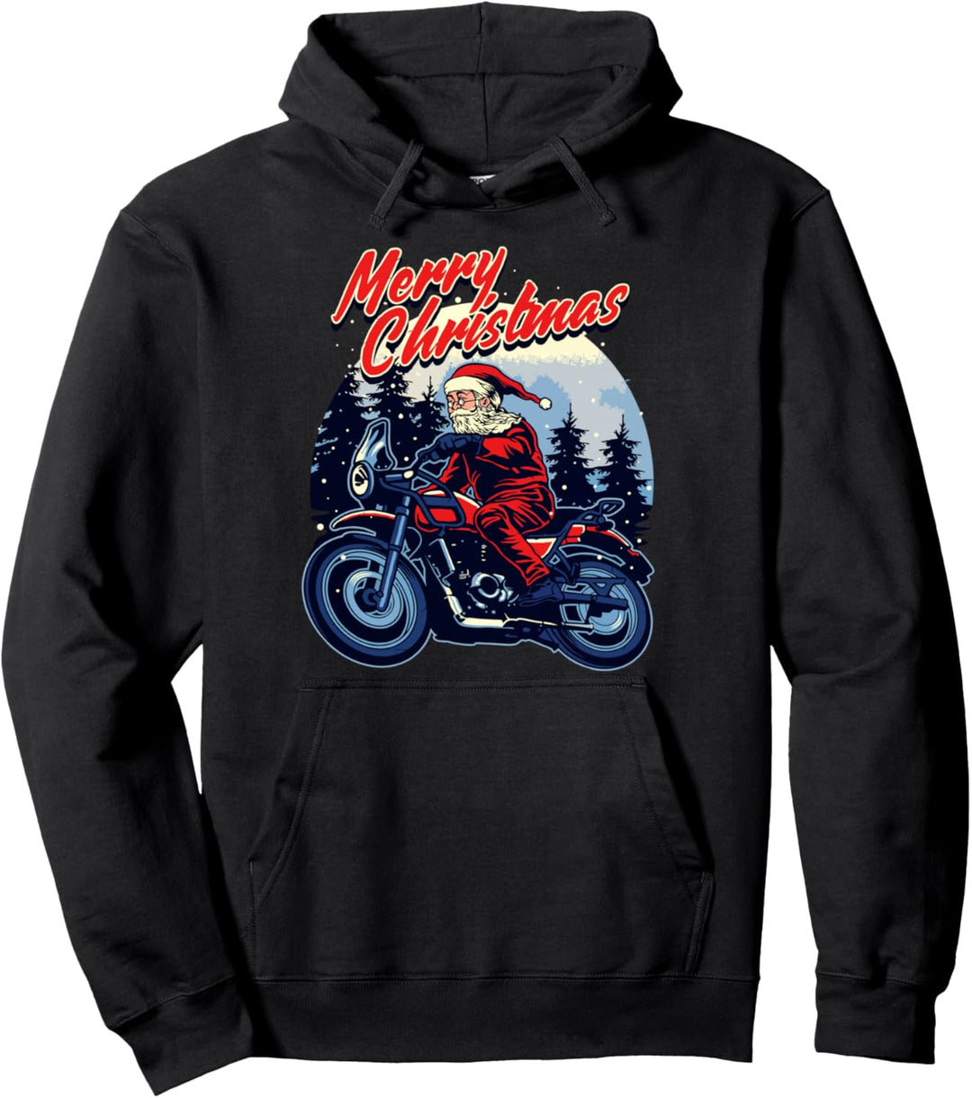 Weihnachtmann auf Motorrad Weihnachtspullover Motorradfahrer Pullover Hoodie