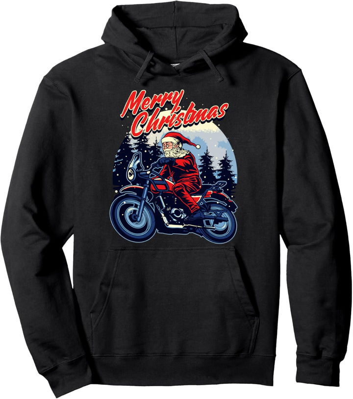Weihnachtmann auf Motorrad Weihnachtspullover Motorradfahrer Pullover Hoodie