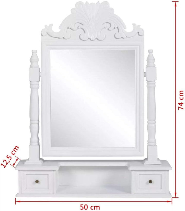 TEWTX7 Modern Schminktisch mit Schwenkspiegel, 2 Schubladen, Kosmetiktisch, Schlafzimmermöbel, MDF