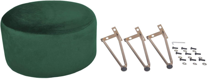 Rebecca Mobili Runder Hocker, Fusshocker Puff, Grün, MDF Eisen Samtschwamm, Klassischer Stil, Home D