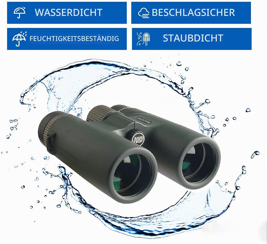 Fernglas,12x42 Hd Feldstecher Ferngläser,wasserdichtes Hochleistungsfernglas Mit Nachtsicht Bei Schl