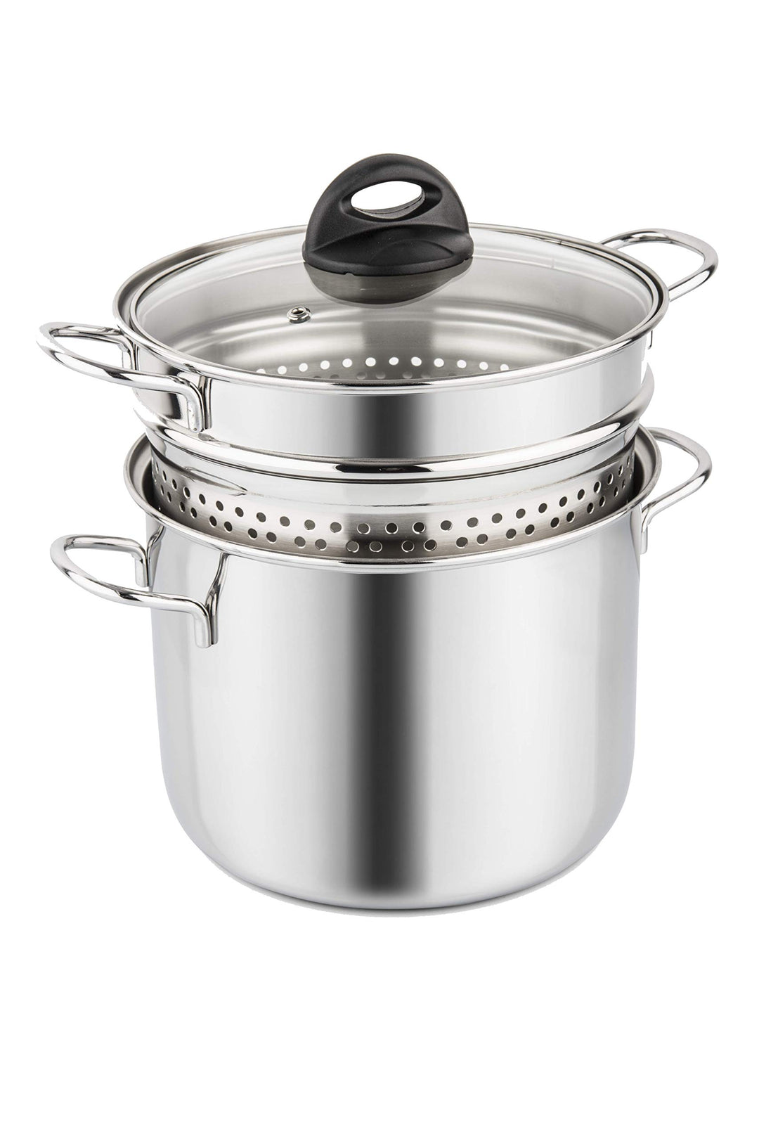 Barazzoni 419048022 Pasta-Topf, Kochen und Zusehen, Spaghetti-Topf, Deckel mit Korb, Made in Italy,