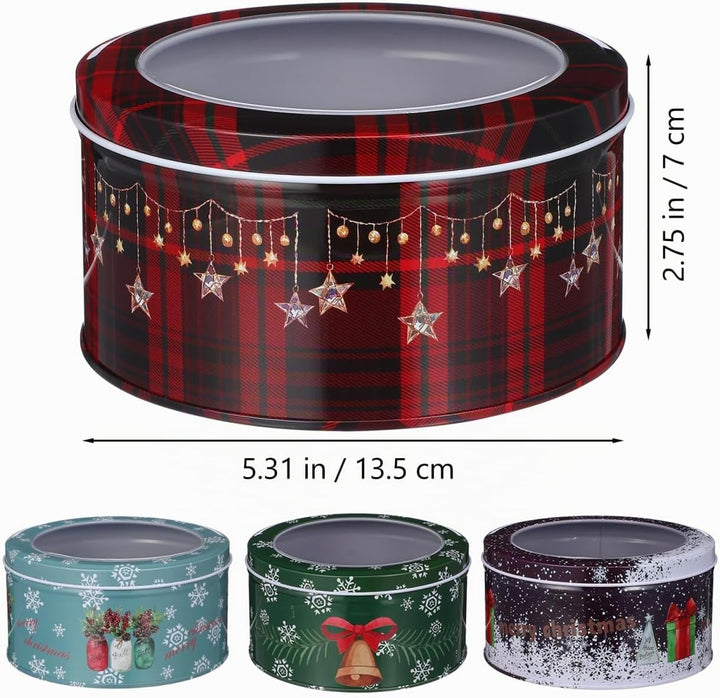 Cabilock 4stücke Keksdose Weihnachten Plätzchendose: Metall Blechdose Mit Deckel Weihnachtskekse Gro