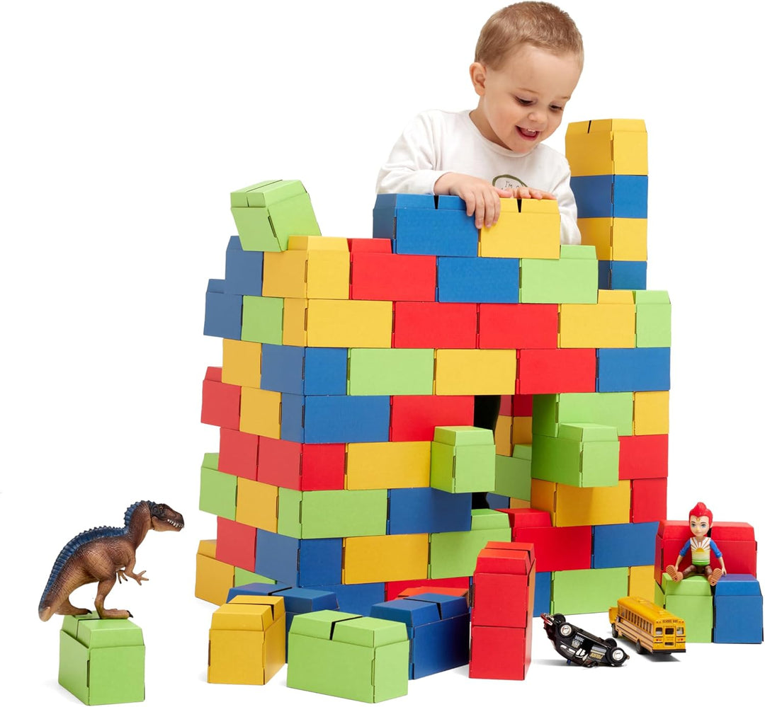 Gigi BLOKS Karton grosse bausteine XL für Kinder - 96 Ineinandergreifende und Stapelbare Bauklötze f