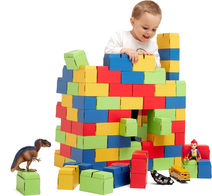 Gigi BLOKS Karton grosse bausteine XL für Kinder - 96 Ineinandergreifende und Stapelbare Bauklötze f