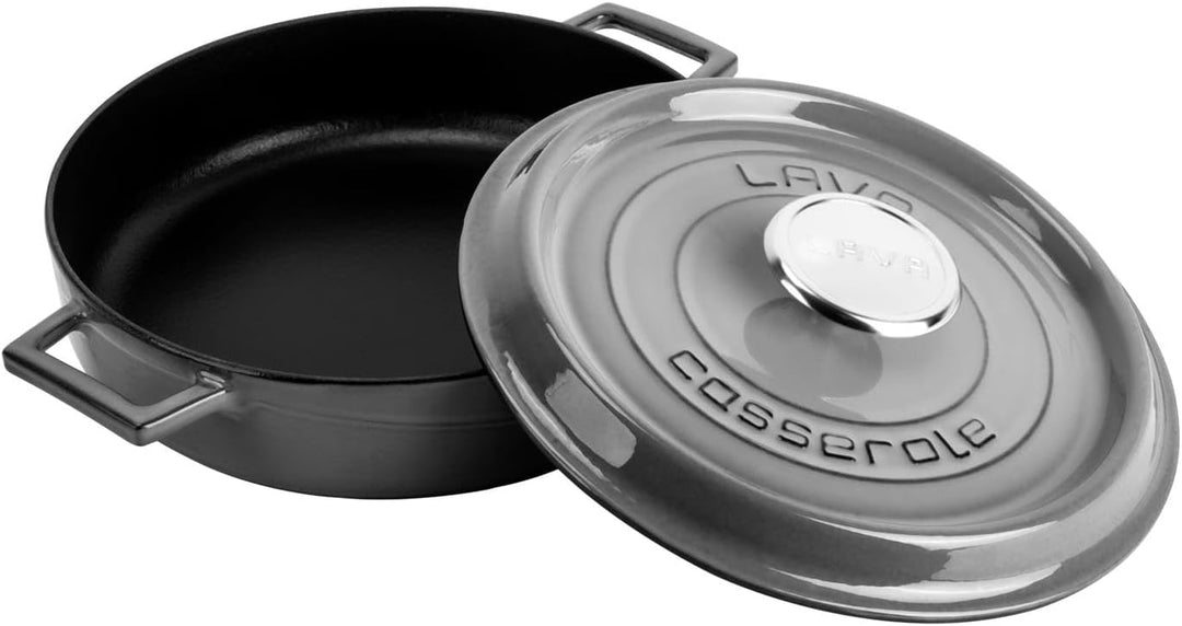 Lava Premium Serie - Allzwecktopf aus Gusseisen, rund, 24 cm, Majolic Grau Ø 24cm Gray, Ø 24cm Gray