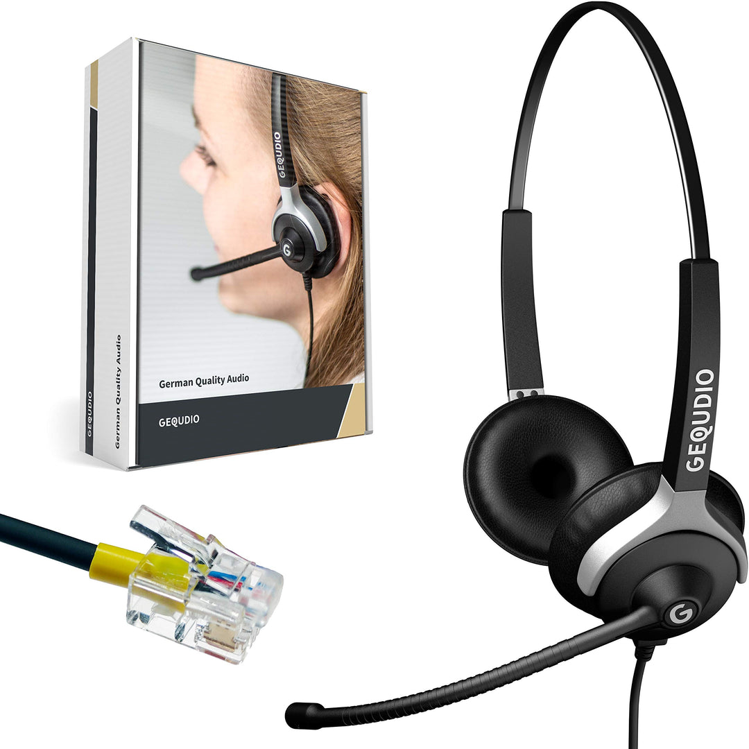 GEQUDIO Headset für GX3+ GX5+ und kompatibel mit Mitel, Aastra, GEQUDIO, Poly/Polycom und Gigaset-RJ
