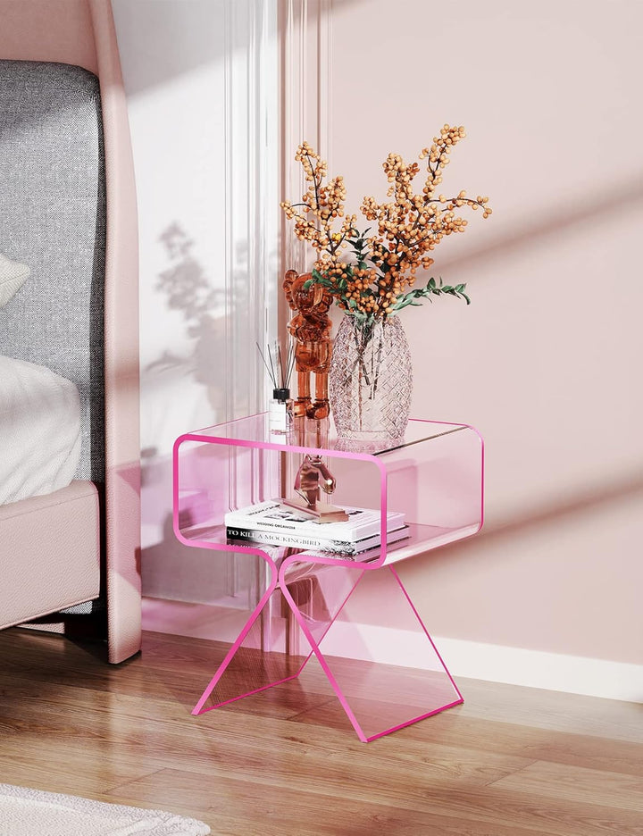 solaround Acryl Nachttisch Beistelltisch, Pink Rosa, Rosa