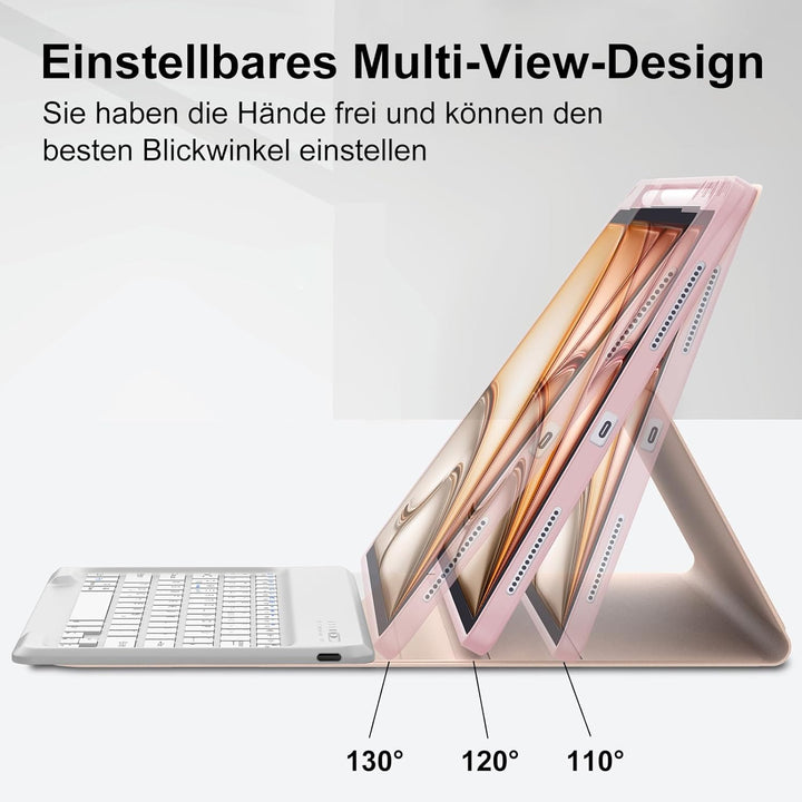 IVEOPPE Hülle mit Tastatur für iPad Air 13 Zoll 2025 M3/2024 M2, Deutsches QWERTZ Layout, Bluetooth