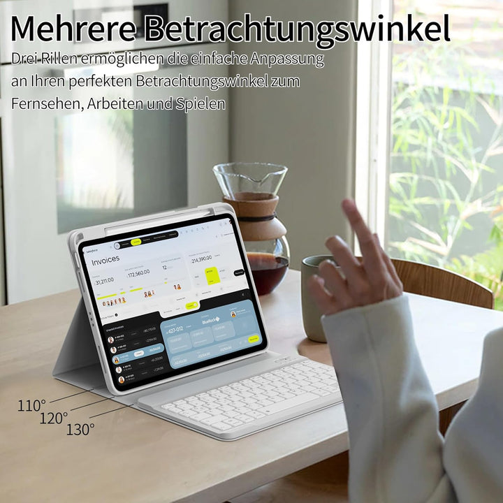 Hülle mit Tastatur für iPad 11. Generation 2025 A16 / iPad 10. Generation 2022 10,9 Zoll, Magnetisch