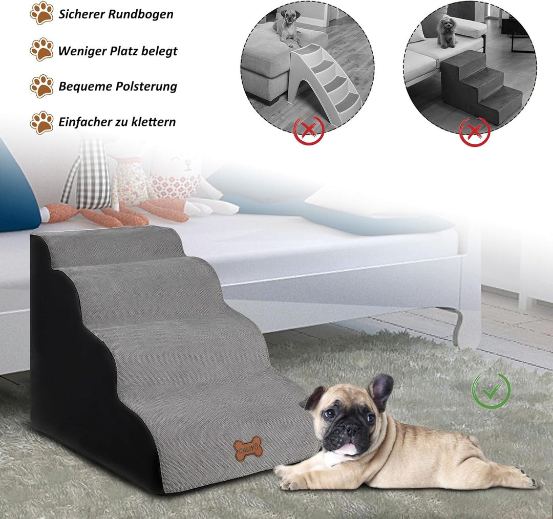 CALIYO Hundetreppe 4 Stufen, Hundetreppe für Kleine Hunde, Katzentreppe 50 cm hoch, Haustiertreppe m