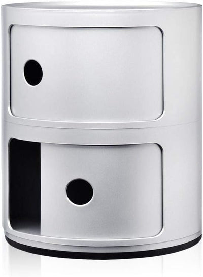 Kartell Componibili, 2 Elements, Silber, Runde Basis 2-fächer Silber, 2-fächer Silber