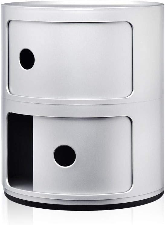 Kartell Componibili, 2 Elements, Silber, Runde Basis 2-fächer Silber, 2-fächer Silber