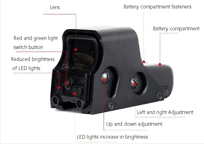 Minidiva 551 Holographic Sight Red Greenpoint Visier/Dot Sight Scope mit 20mm Rail, 10 Stufen Hellig