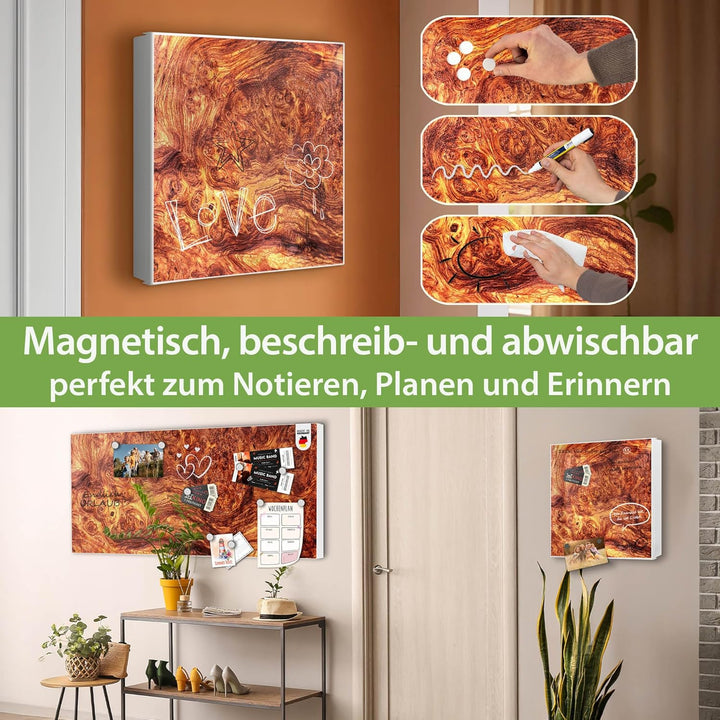 banjado Grosser Schlüsselkasten Glas - Schlüsselbox 30x30cm mit 50 Haken - Schlüsselkasten modern fü