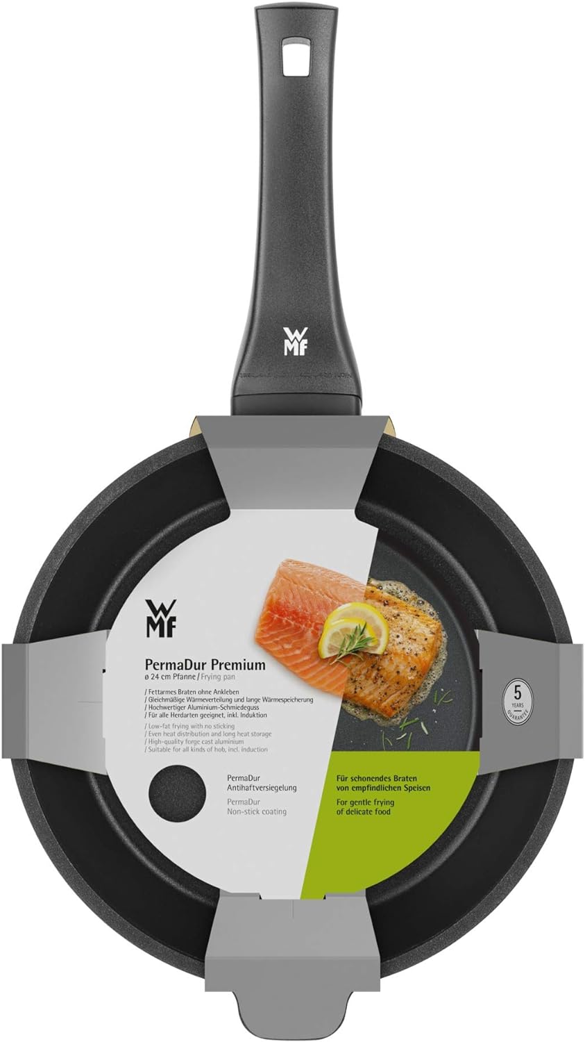 WMF Permadur Premium Schmorpfanne 24 cm Induktion, mit Gegengriff, hoher Rand, Aluminium beschichtet