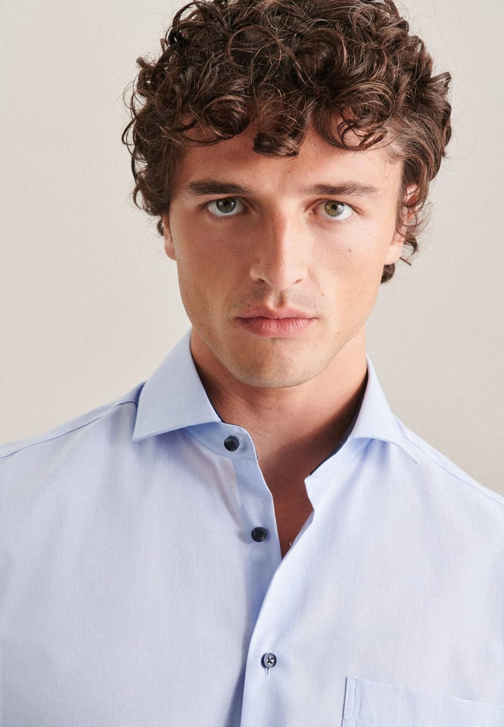 Seidensticker Herren Regular Fit Langarm Popeline Hemd, 40 Hellblau