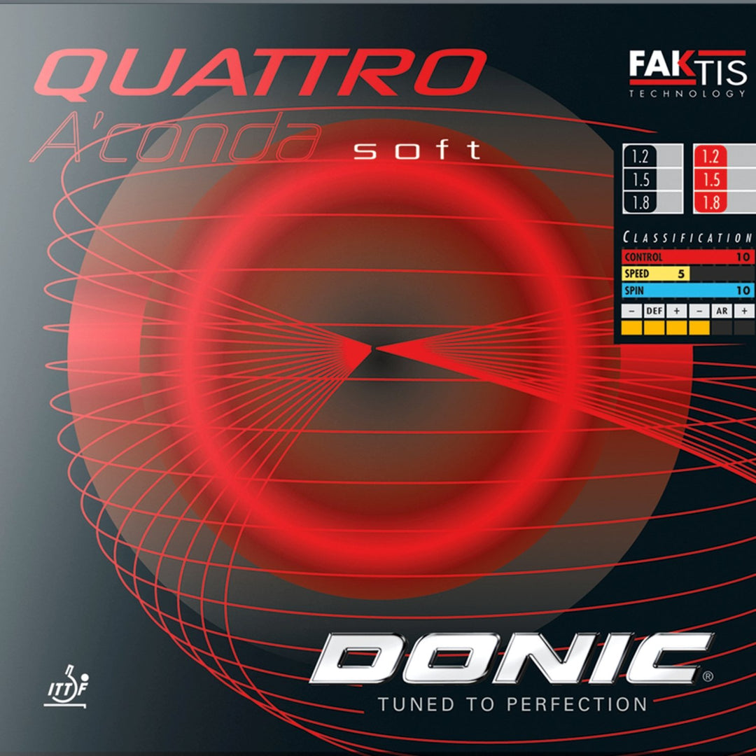 DONIC Belag Quattro Aconda Soft Farbe 1,5 mm, rot, Grösse 1,5 mm, rot