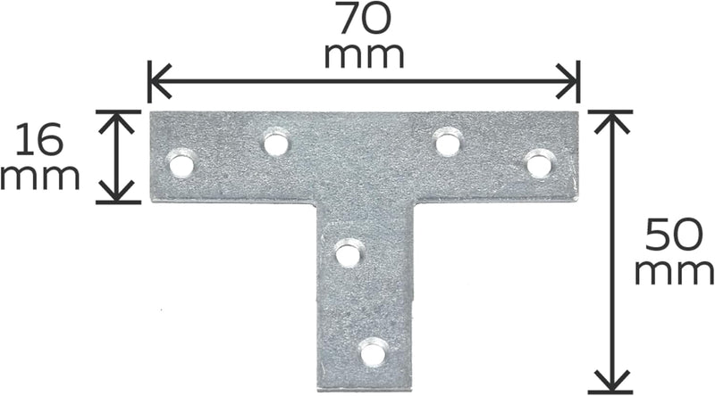 Alberts 847708 Flachverbinder | T-Form | sendzimirverzinkt | 70 x 50 x 16 mm | 50er Set 70 x 50 x 16