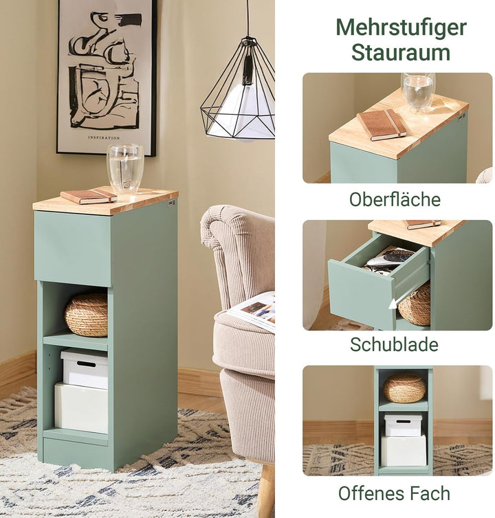 SoBuy Nachttisch mit Schublade für Boxspringbett Sofatisch Beistelltisch schmal Telefontisch Nachtsc