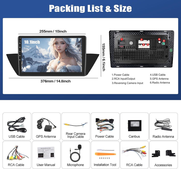 SIXWIN 8 Core 4+64G Android 15 Autoradio für BMW X1 E84(2009-2015) mit Carplay Android Auto,1280 * 7