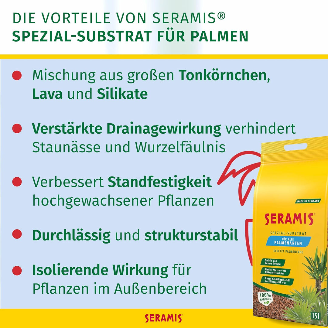 Seramis Spezial-Substrat für Palmen, 15 l & Giessanzeiger für alle Topfpflanzen, 2 Stück, Kein Batte