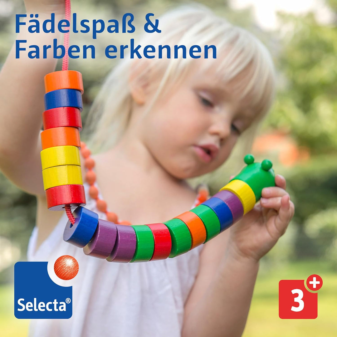 Selecta 63005 Fädelraupe, Würfel- und Fädelspiel,3 Jahre to 6 Jahre, mehrfarbig