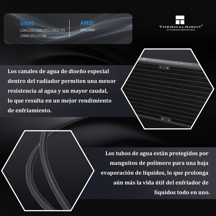 Thermalright Frozen Prism 360 BLACK ARGB CPU-Flüssigkeitskühler,Effiziente PWM-gesteuerte Pumpe 3300
