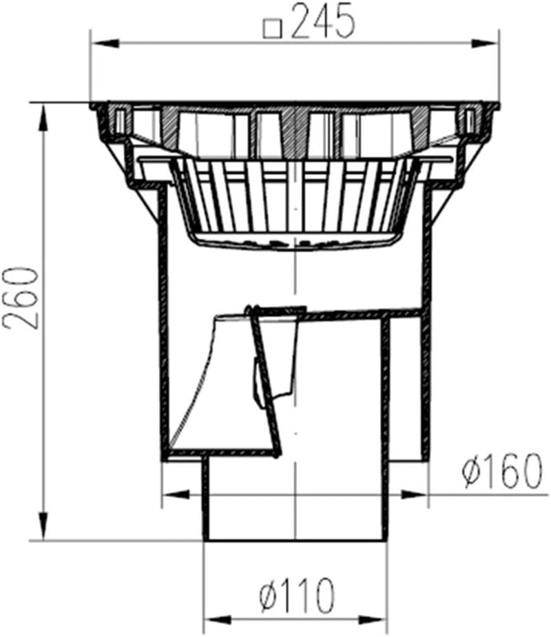 MCH Hofablauf-Kellerablauf-Kanalschacht mit Kunststoffrost - Belastung bis 1500 kg- 245x245 mm - (32